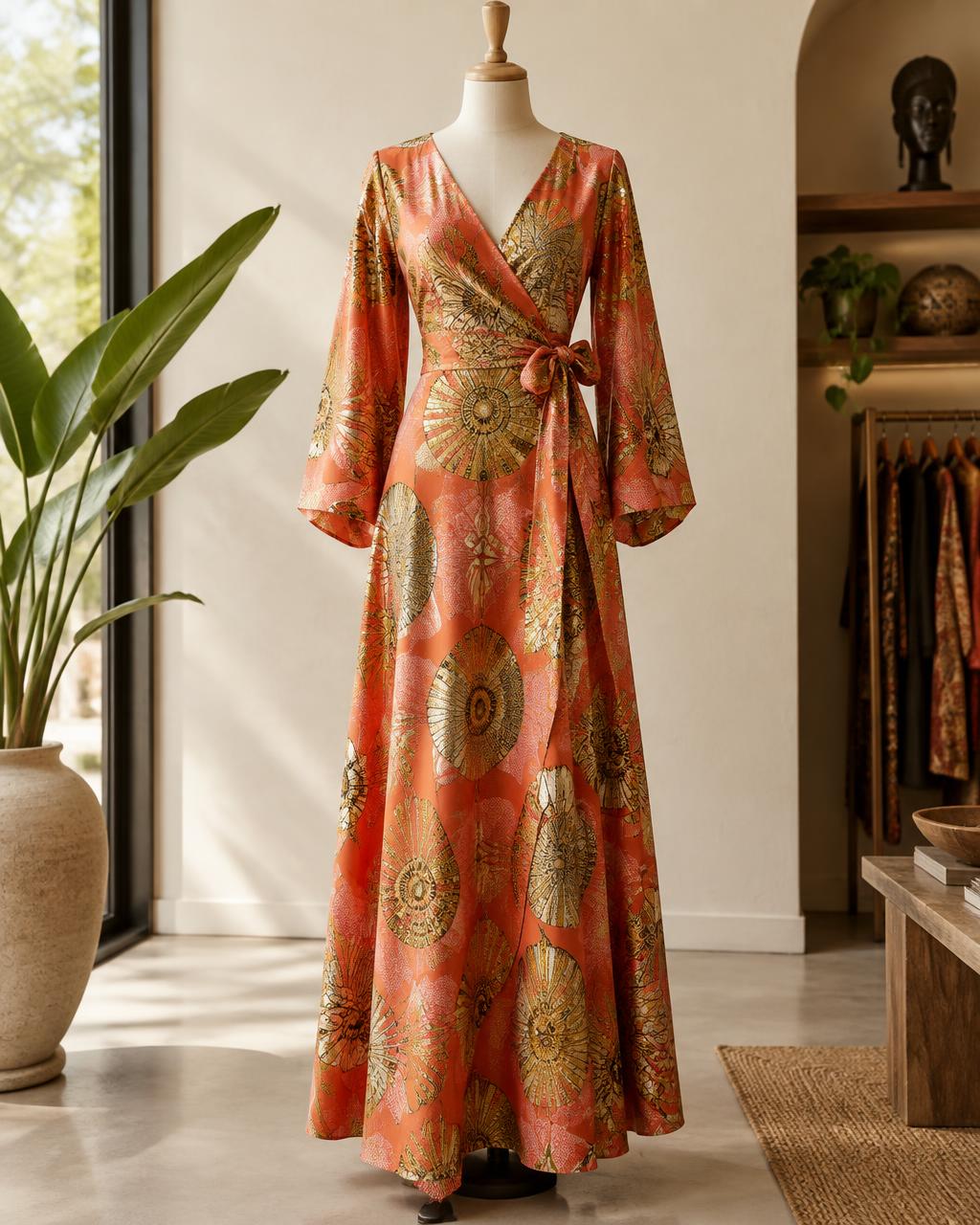 Robe longue corail